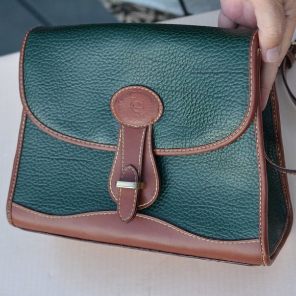 LG Crossbody Messenger Vintage Handbag Green/Brown - Picture 1 of 4
